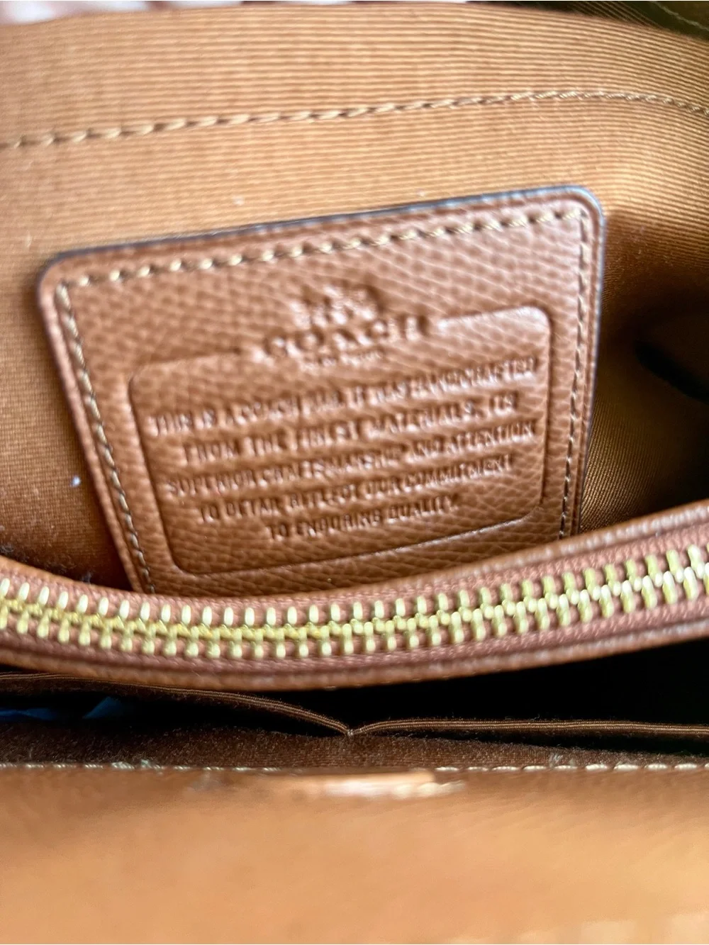 Coach Pebbled Leather Satchel - Cognac Brown